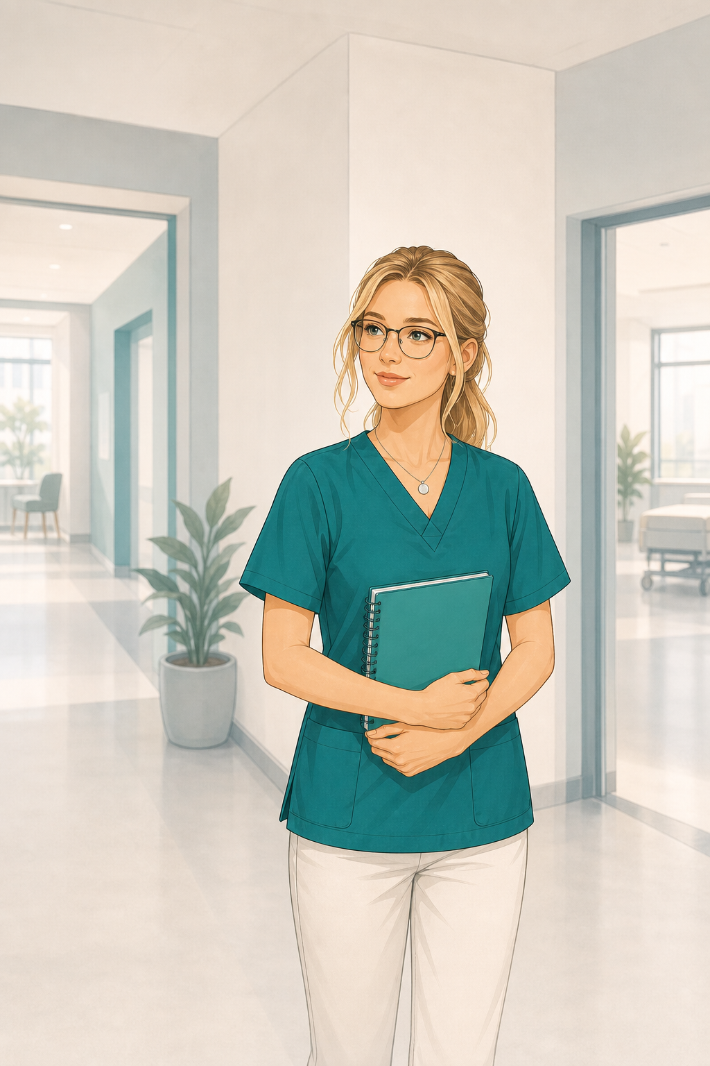 Eileen orientiert sich beim Berufseinstieg im Gesundheitswesen – Illustration MatchTogether