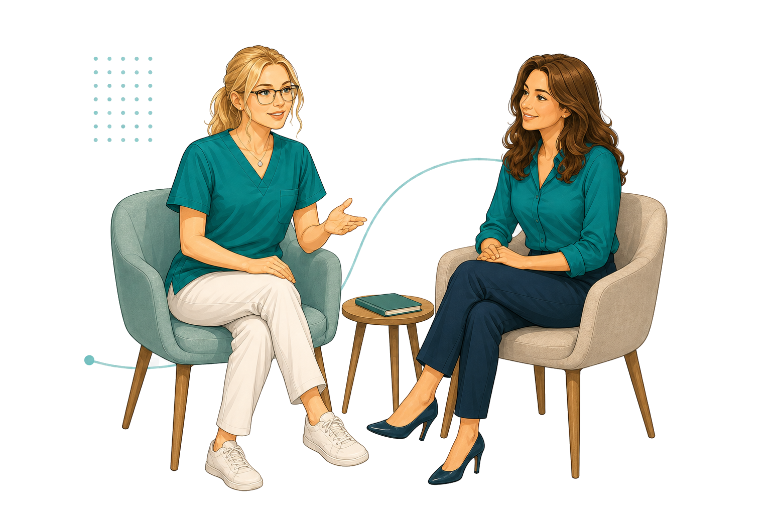 Eileen im persönlichen Klärungsgespräch mit Silvia von MatchTogether