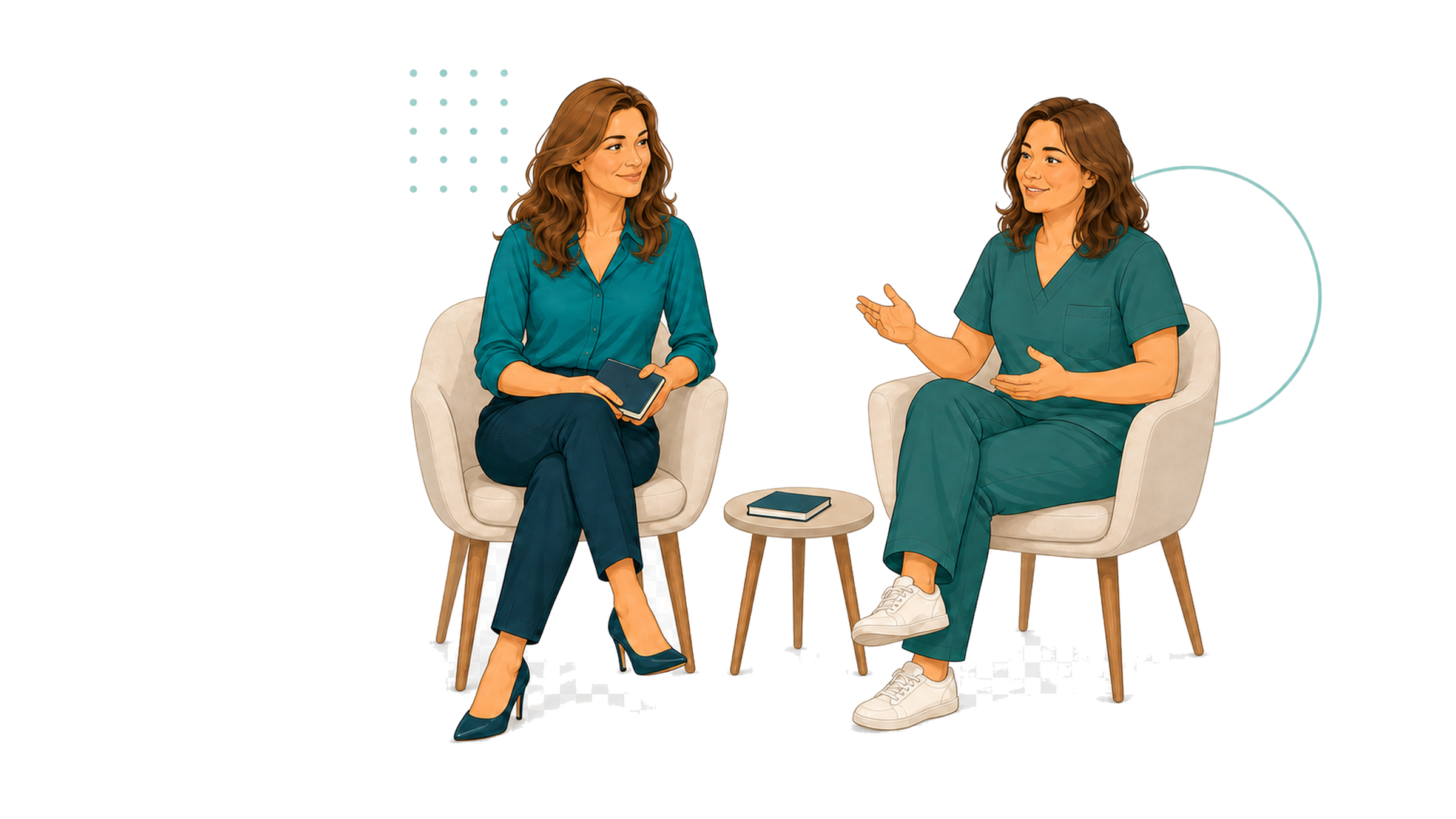Silvia im persönlichen Orientierungsgespräch mit Mara, einer erfahrenen Pflegefachkraft