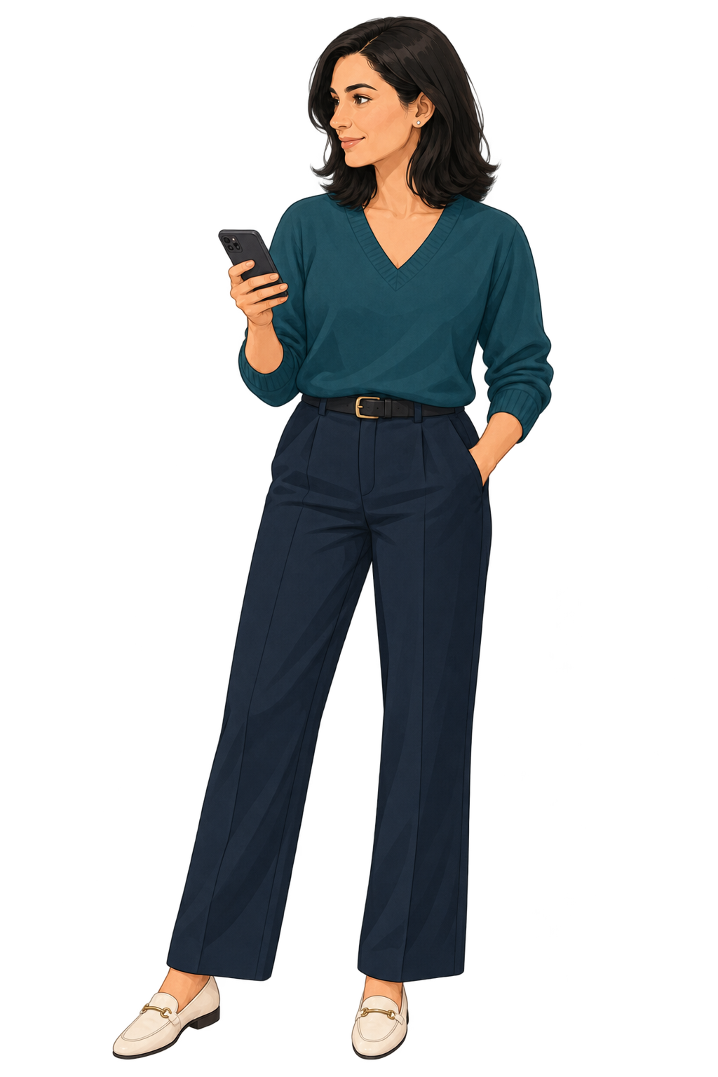 Jana teilt auf ihrem Smartphone einen persönlichen Empfehlungslink